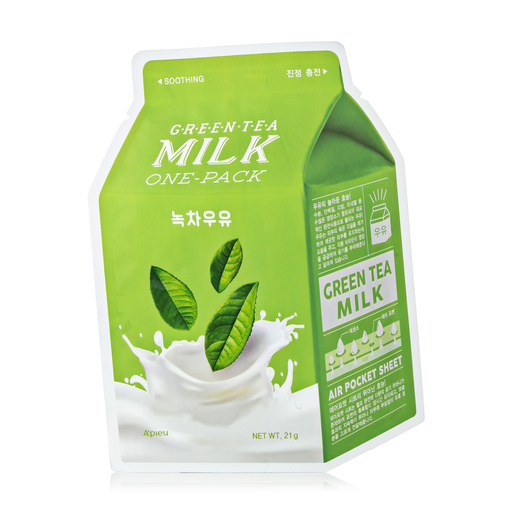 Тканинна маска для обличчя A'pieu Green Tea Milk One-Pack Зелений чай, 21 г